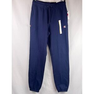 Champion Standard Jogger Sweatpants Mens Small Navy Blue Logo Fleece Athletic